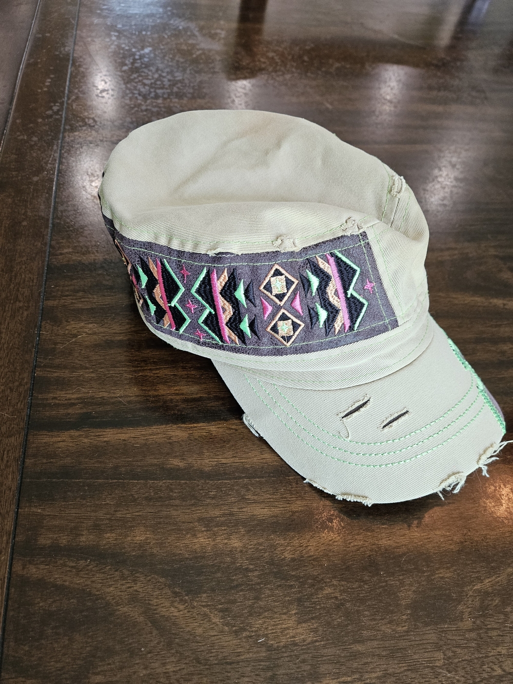 Way West Beige Embroidered Cap - Women Accessories